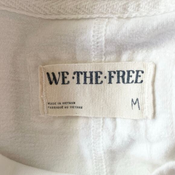 We The Free Heater Tee Optic White MEDIUM Mock Neck Oversized Cotton Casual Cozy - Picture 9 of 11